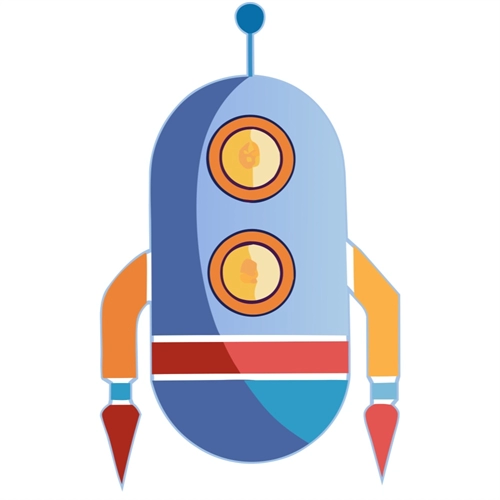 Space Explorers Theme BlastByte Rocket Transparent Sticker